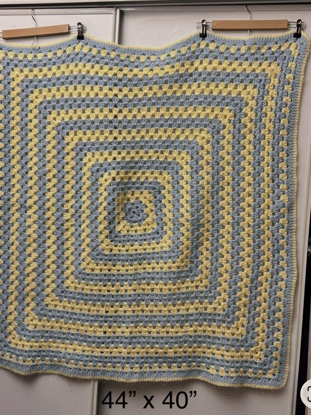 Vintage Handmade Crocheted Granny Square Throw Lap Blanket 44”x40”